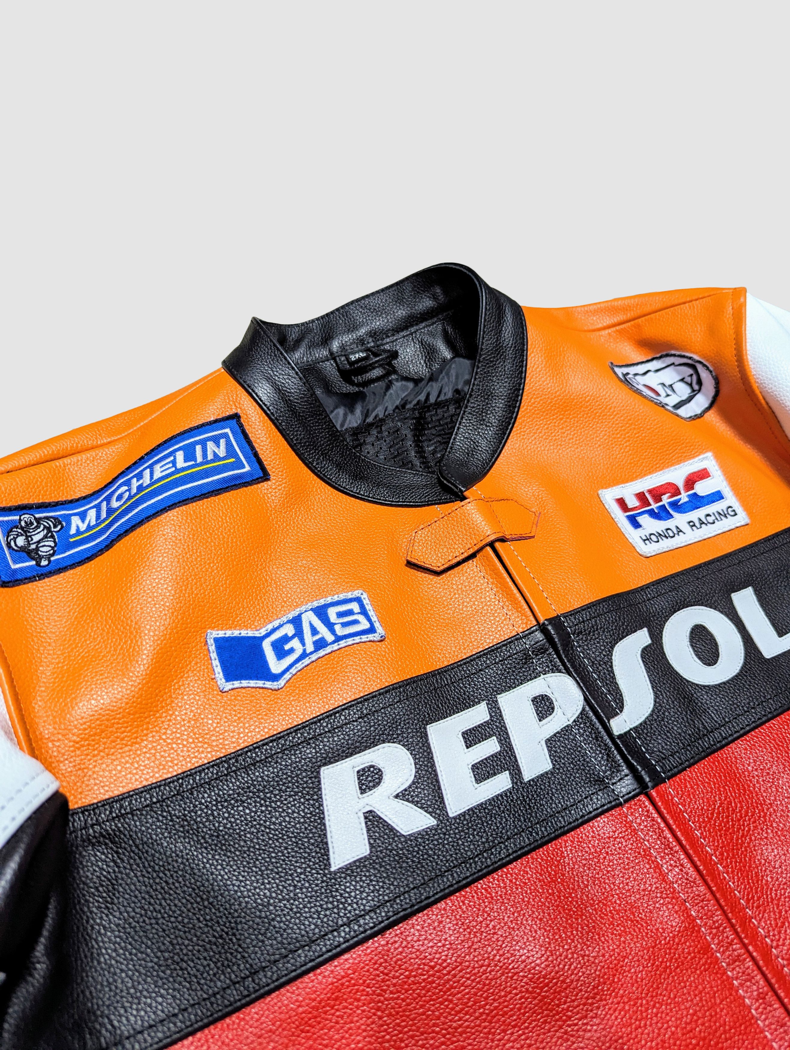 Genuine Leather 🔥Rare HONDA REPSOL racing leather jacket Size US XXL / EU 58 / 5 - 4 Thumbnail