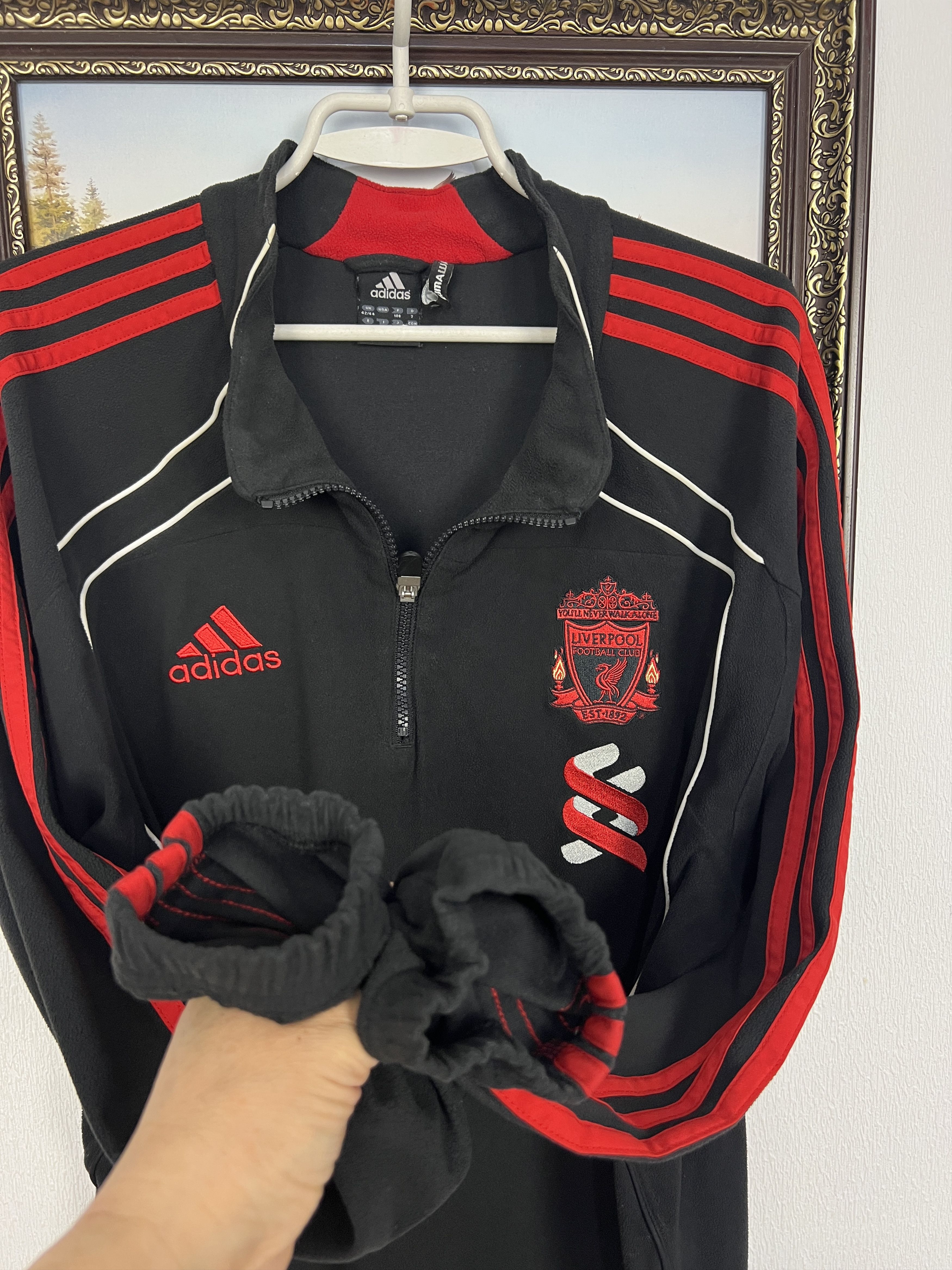 Adidas Vintage Liverpool Fleece Jacket Soccer Track Top Sweatshirt Size US L / EU 52-54 / 3 - 6 Thumbnail
