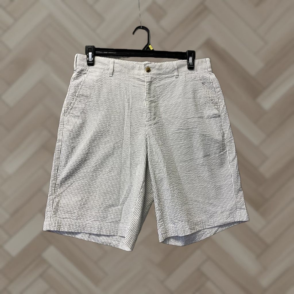 Vintage J Hilburn Shorts Tailored Fit Seersucker Mens Size 33 White Gray Stripes /0699 Size US 33 - 1 Thumbnail