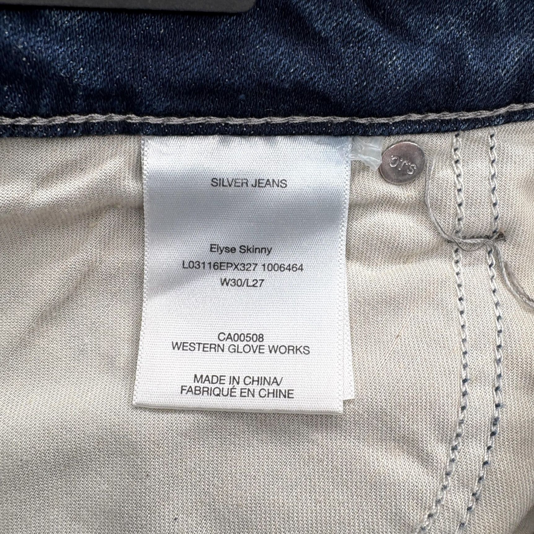 Silver Jeans Co. VINTAGE? No. Silver Jeans Elyse Skinny Womens 10 Blue Mid Rise Curvy Fit Stretch Denim Grunge Size 32" / US 10 / IT 46 - 7 Thumbnail