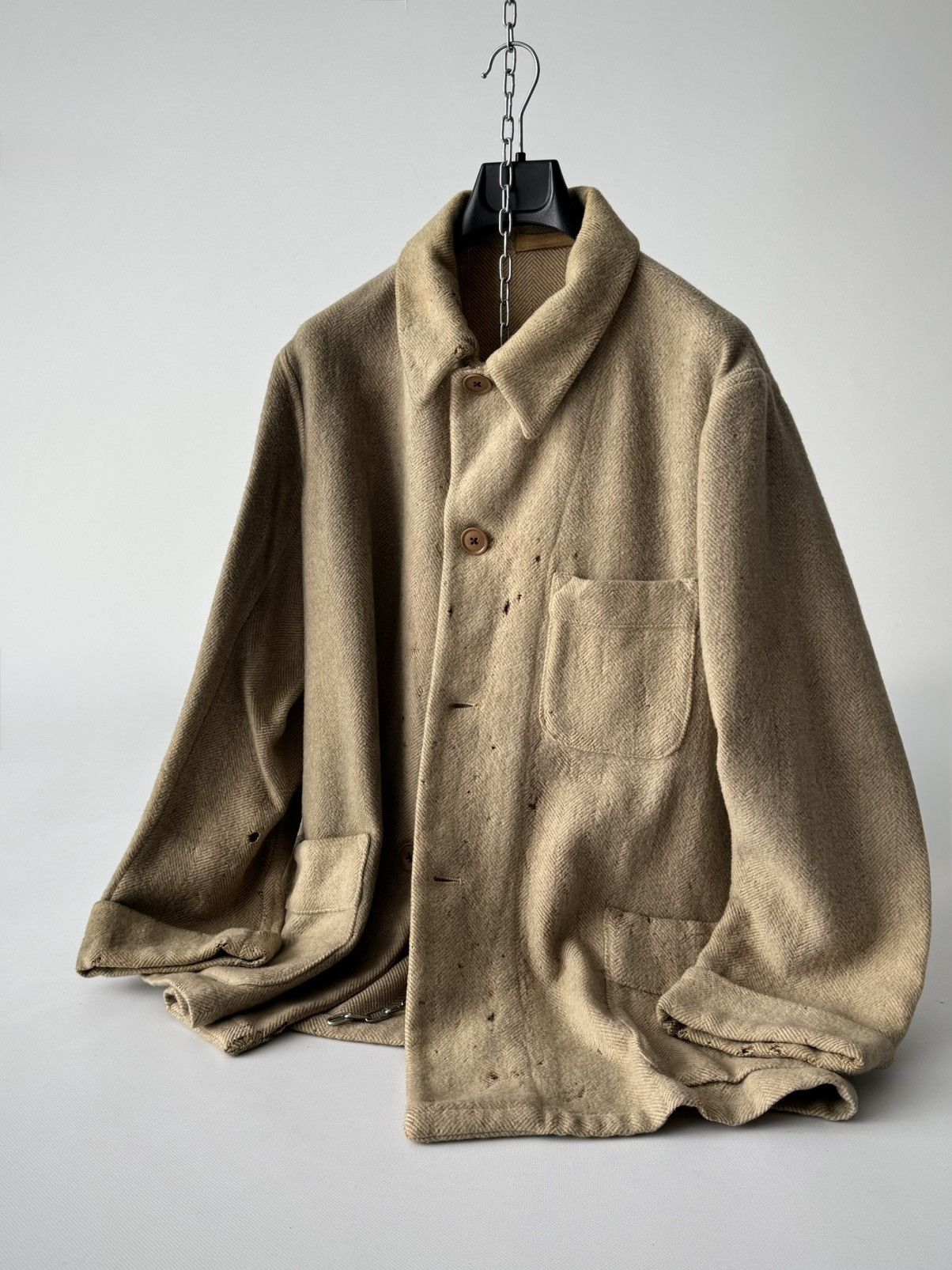 Harrods Vintage 1950s England 'Harrods' HBT Tweed Thrashed Coat Size US M / EU 48-50 / 2 - 3 Thumbnail