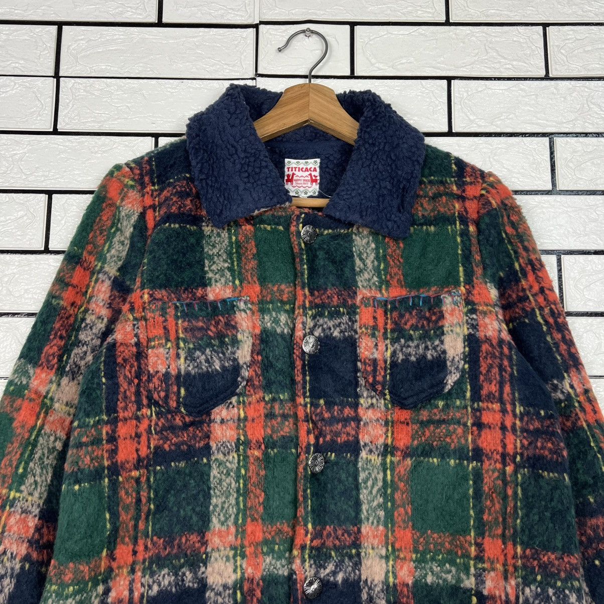 Japanese Brand NWT TITICACA Colorful Checked Fleece Jacket #4128-C188 Size US S / EU 44-46 / 1 - 2 Thumbnail