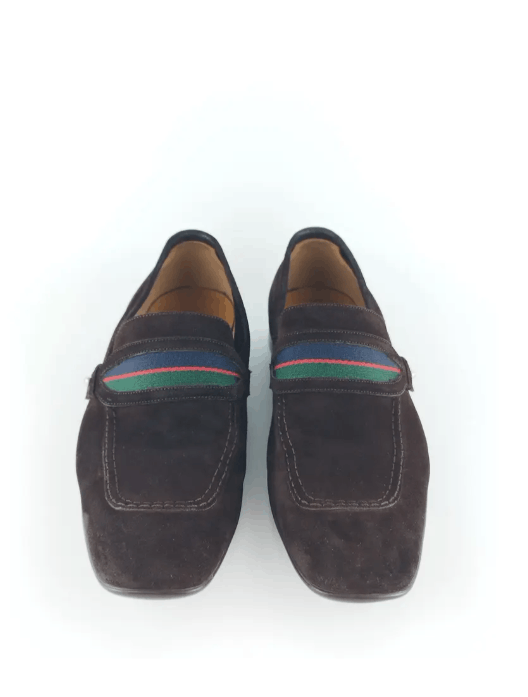 Gucci Gucci Brown Suede Web Slip On Loafers Size US 7 / EU 40 - 3 Thumbnail