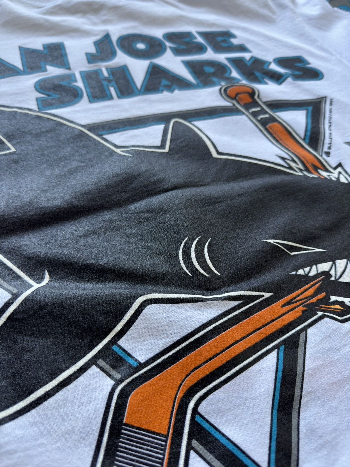 NHL 1991 San Jose Sharks 90s Ice Hockey Bulletin Athletic Shirt Size US XL / EU 56 / 4 - 5 Thumbnail