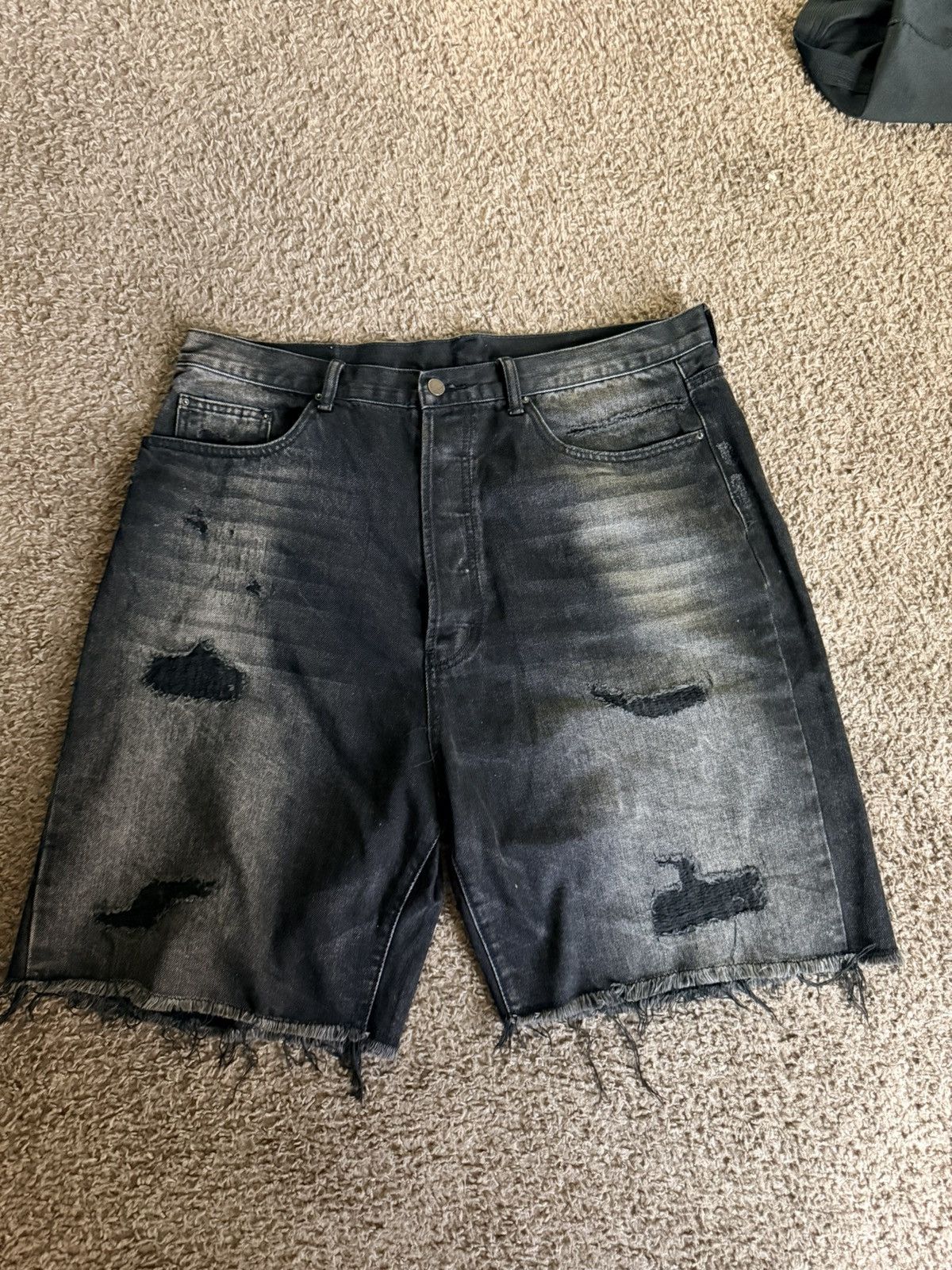 MNML BLACK BAGGY RIP DENIM SHORTS Size US 38 / EU 54 - 1 Thumbnail