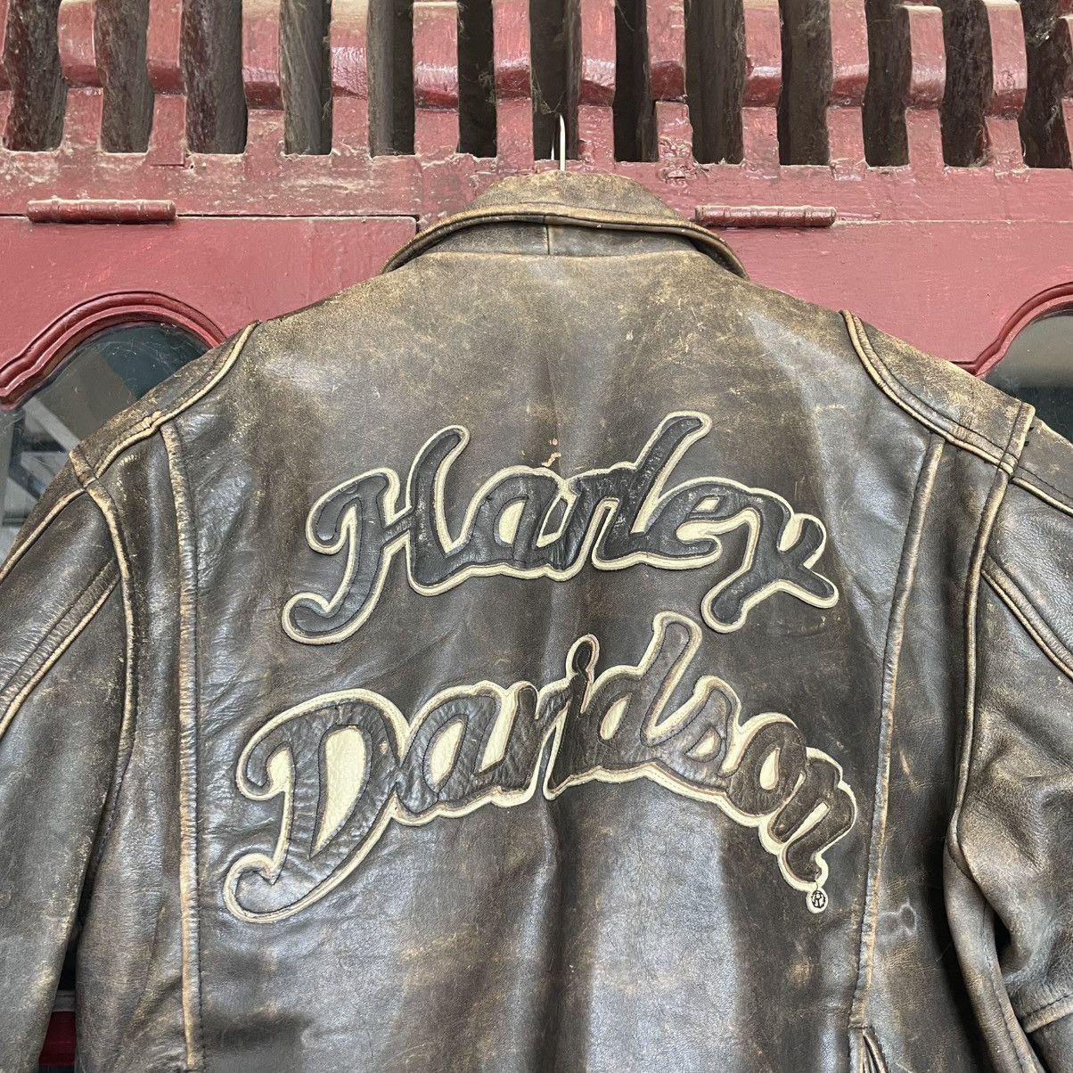 Harley Davidson Harley Davidson 90s - Distressed Leather Jacket Size US M / EU 48-50 / 2 - 11 Thumbnail