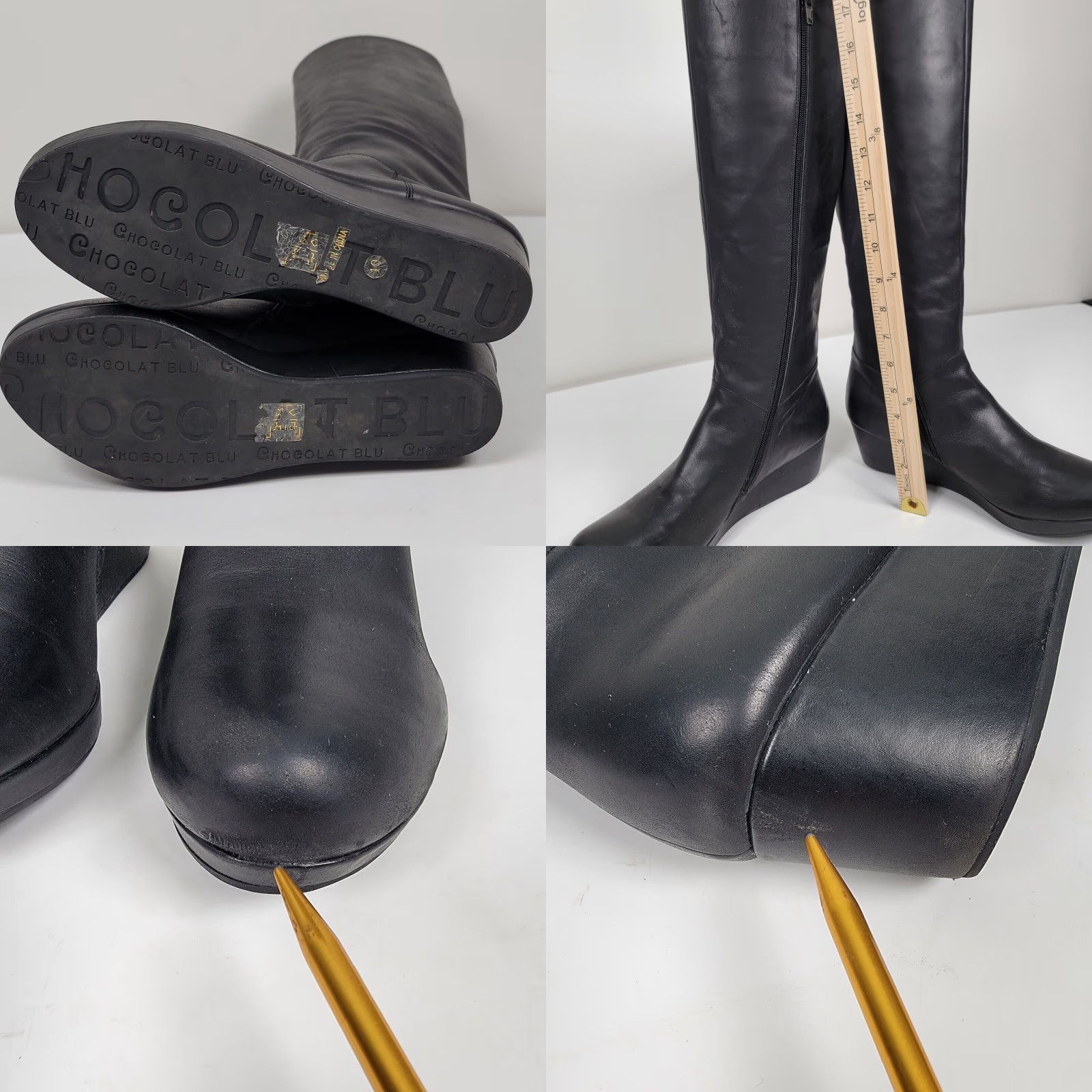 Vintage VINTAGE Yiga Knee High Black Leather Womens Size 10 Wedge Boots by Chocolat Blu Blade Boots Size US 10 / IT 40 - 8 Thumbnail
