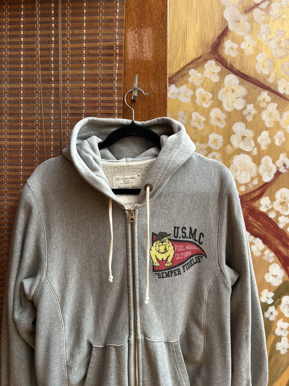 Japanese Brand USMC Zip Hoodie by Houston Inc Large Gray Reverse Weave Size US L / EU 52-54 / 3 - 3 Thumbnail