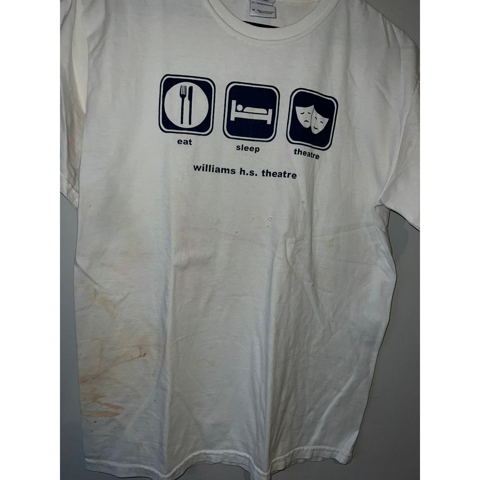 Gildan Vintage Theater Shirt Eat Sleep White Stained Medium Size US M / EU 48-50 / 2 - 6 Thumbnail