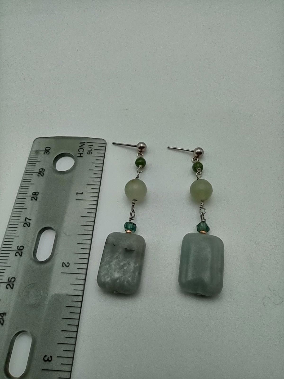 The Unbranded Brand Sterling Silver Green Stone Dangle Earrings Artisan Natural Size ONE SIZE - 5 Thumbnail