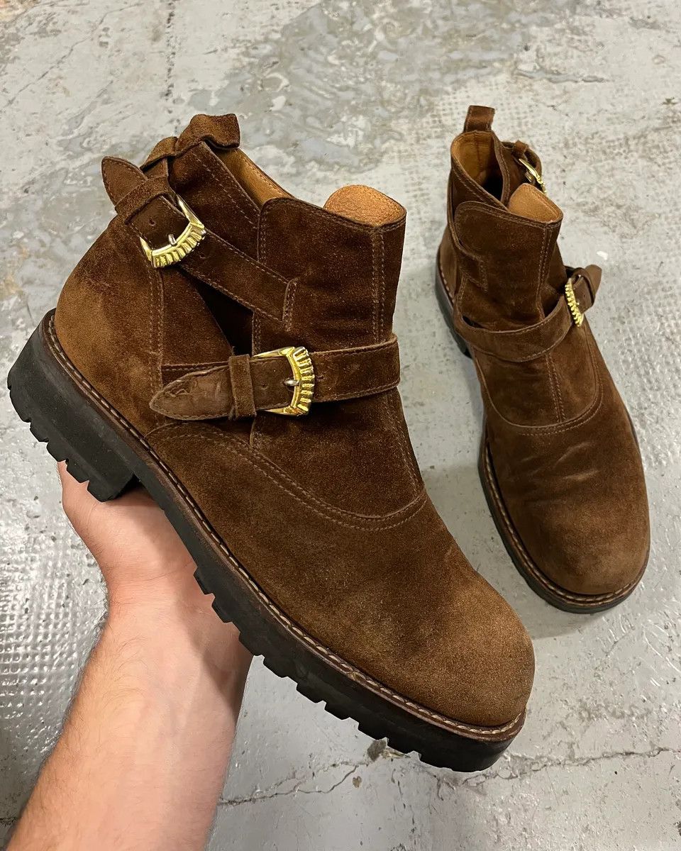 Vintage 2000s Versace Brown Suede Leather Boots Size US 8 / EU 41 - 1 Thumbnail