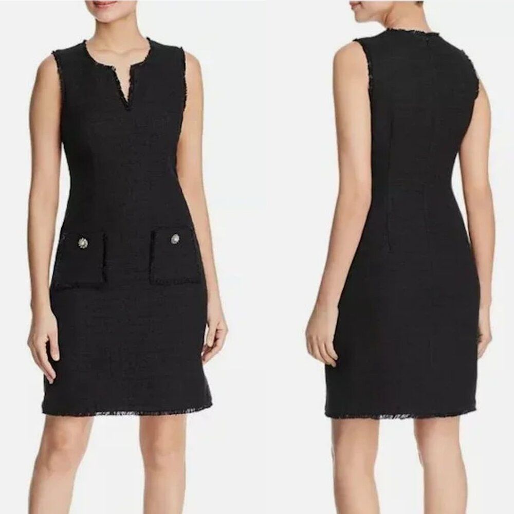 Karl Lagerfeld NWT New Karl Lagerfeld Black Tweed Sheath Fringe Mini Dress Size XL / US 12-14 / IT 48-50 - 1 Thumbnail
