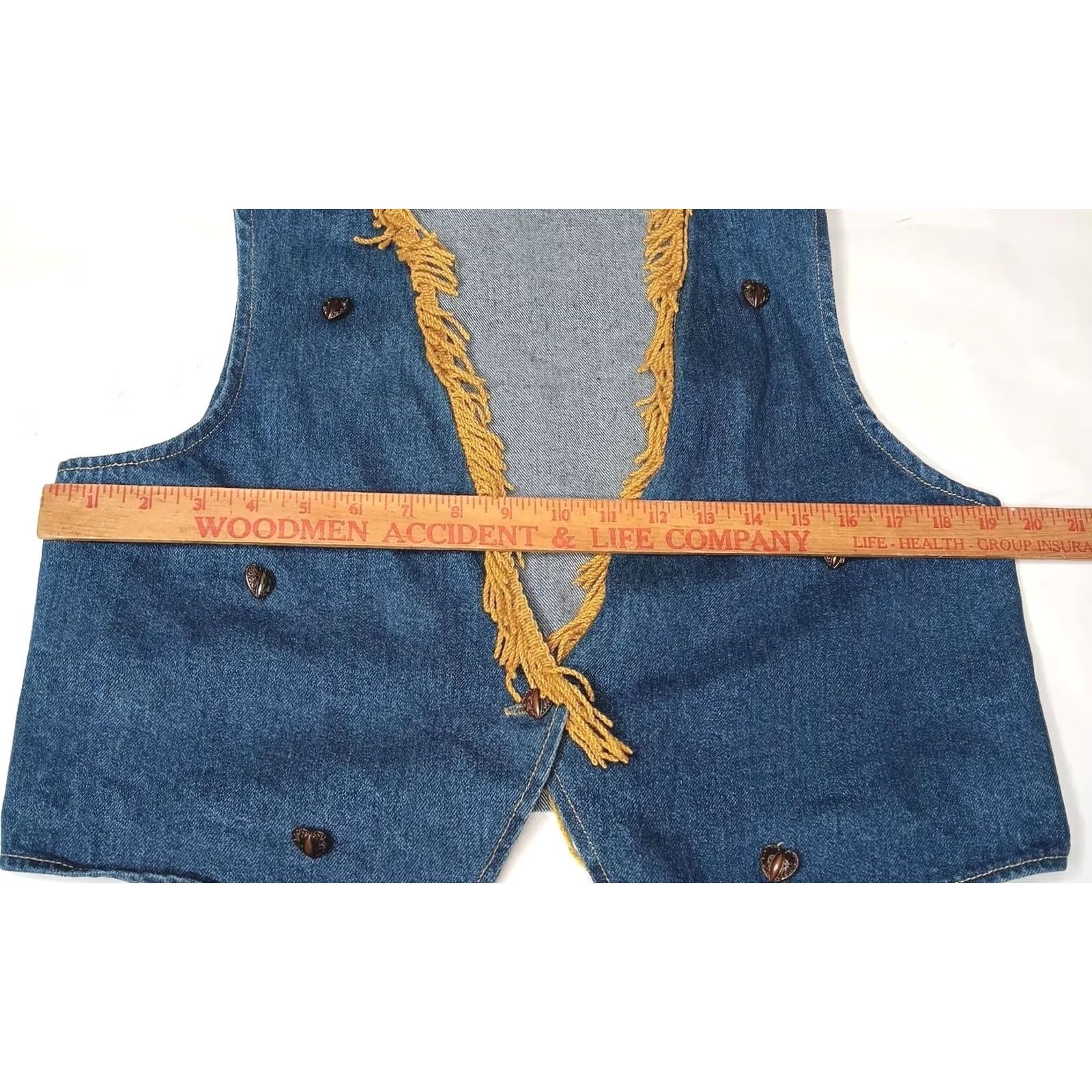 Cherokee VINTAGE Cherokee Western Vest Women Fringe Denim Blue Large L Sleeveless Buttoned Vest Size L / US 10 / IT 46 - 4 Thumbnail