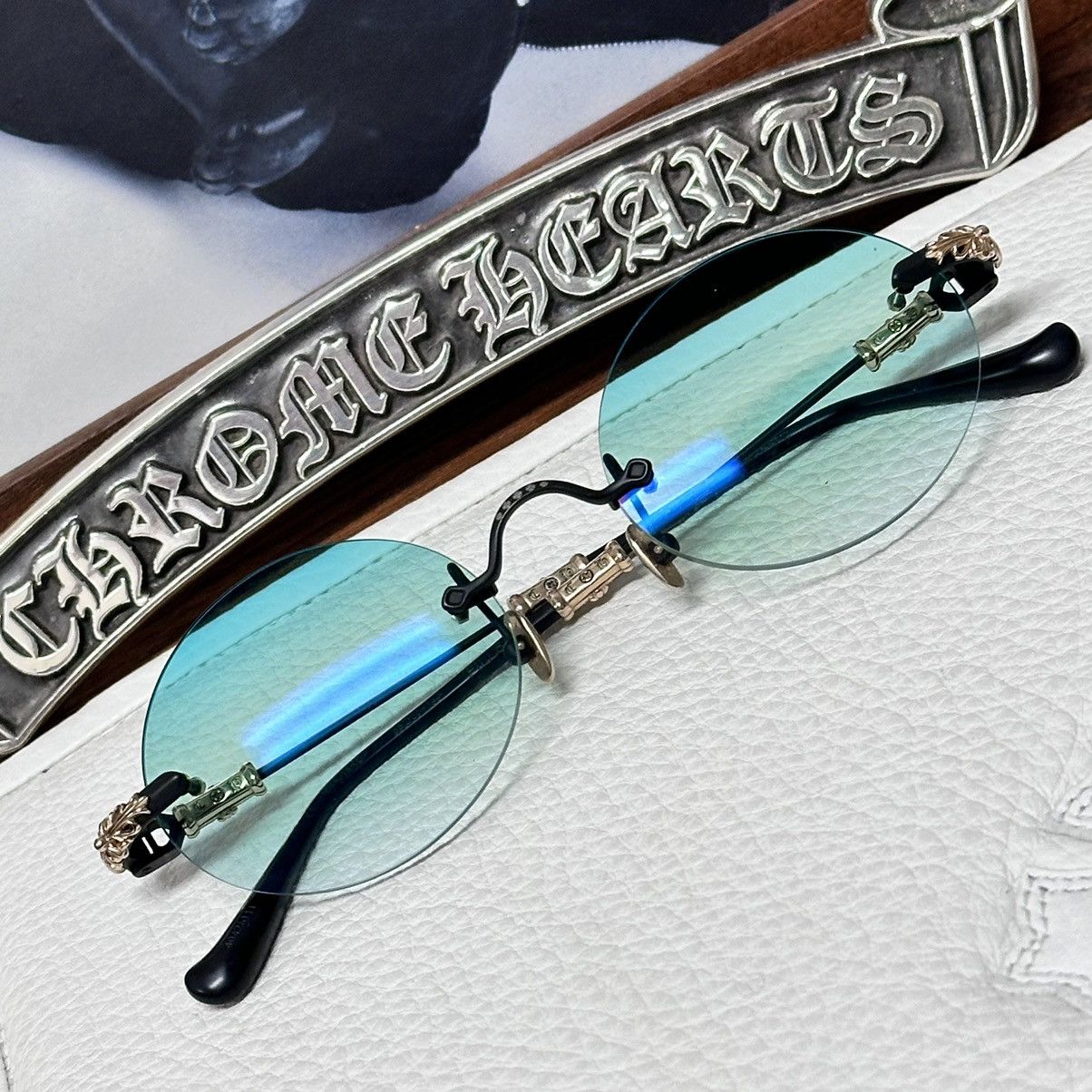 image of Chrome Hearts Pills Iii Sunglasses in Black, Men's