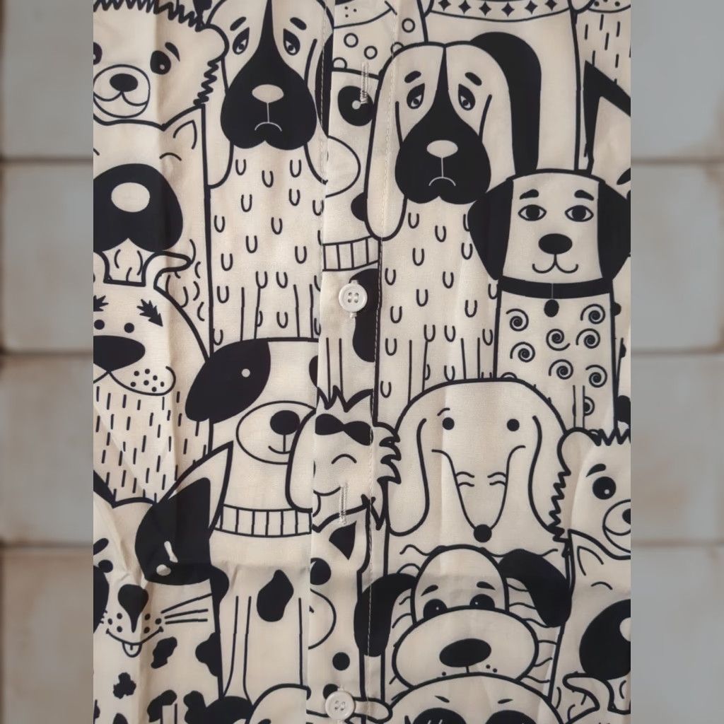 X-LARGE VINTAGE is not applicable. Themed Hawaiian Shirt For Dog Lovers - Large Black & White - Button Down Size US L / EU 52-54 / 3 - 1 Thumbnail