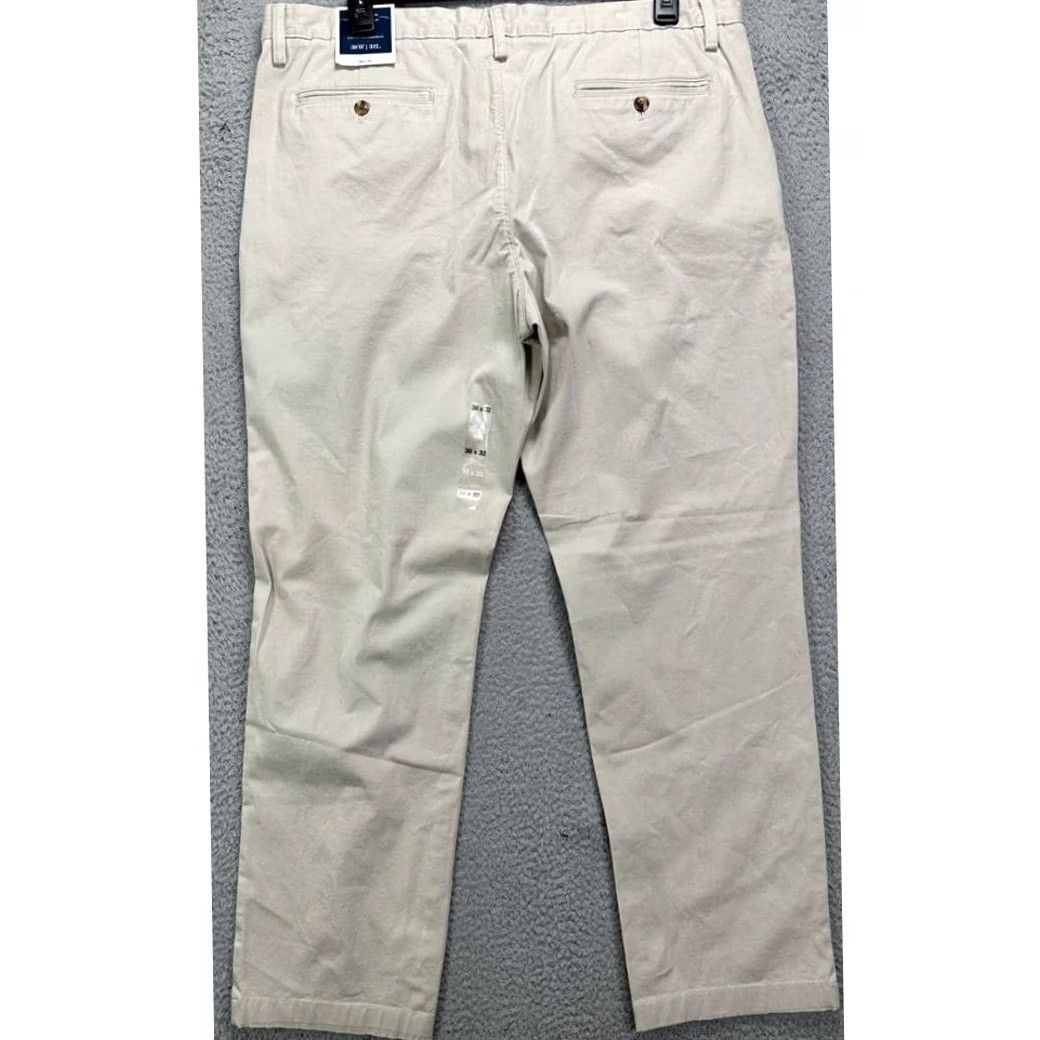Club Room Club Room Pants Mens 38X32 Khaki Chino Straight Leg Flat Front NEW Regular Size 38 Ivory Beige Stretch Cotton Spandex Pockets Casual Mens Size US 38 / EU 54 - 2 Thumbnail