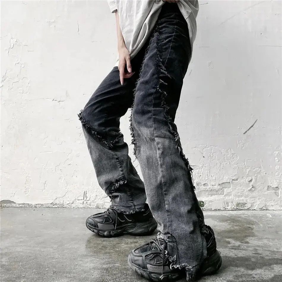 Japanese Brand × Jean Retro Y2K Ripped Jeans Wide Leg Straight Retro Size US 32 / EU 48 - 6 Thumbnail
