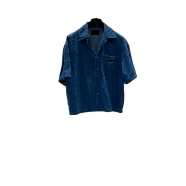 Prada Prada Logo Denim Short Sleeve Shirt-yf Size US XL / EU 56 / 4 - 1 Thumbnail