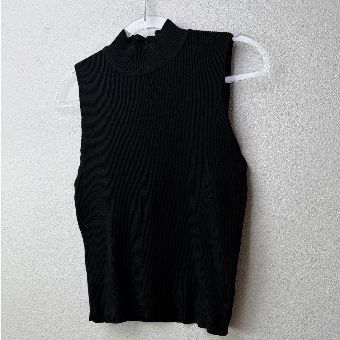 Zara NWT Zara Black Ribbed Mock Neck Sleeveless Top L Size L / US 10 / IT 46 - 6 Thumbnail