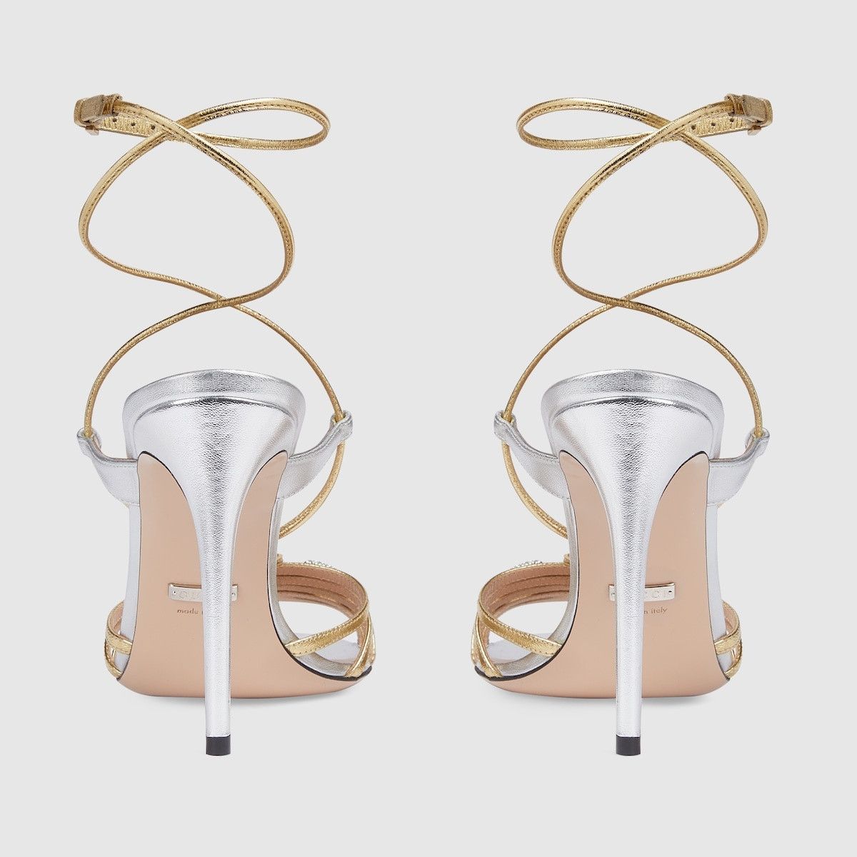 Gucci o1s1wg110225 Women's Horsebit Sandals Metallic Silver & Gold Size US 9.5 / IT 39.5 - 4 Thumbnail