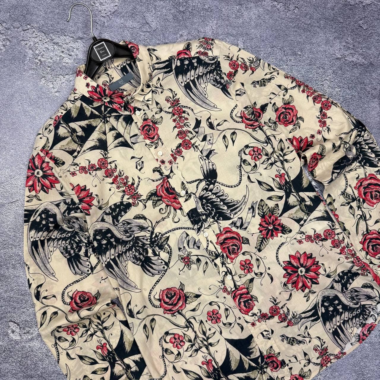 Alexander McQueen Alexander McQueen 50 M Raven Web Floral Tattoo Shirt Size US L / EU 52-54 / 3 - 1 Thumbnail