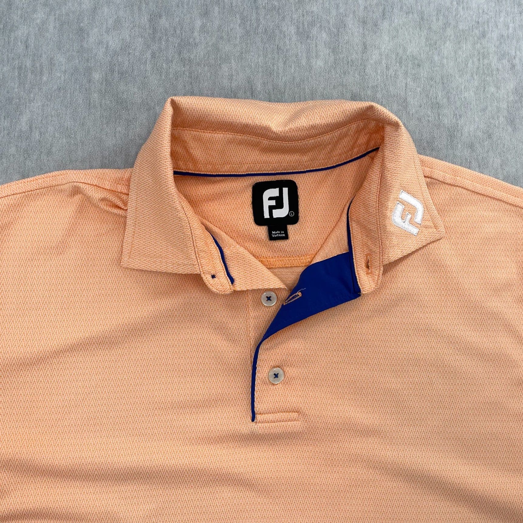 Footjoy Footjoy Shirt Adult Polo Tour Issue Golf Mens L Orange Zigzag Pattern Polo Shirt FJ Embroidered Logo Size US L / EU 52-54 / 3 - 3 Thumbnail