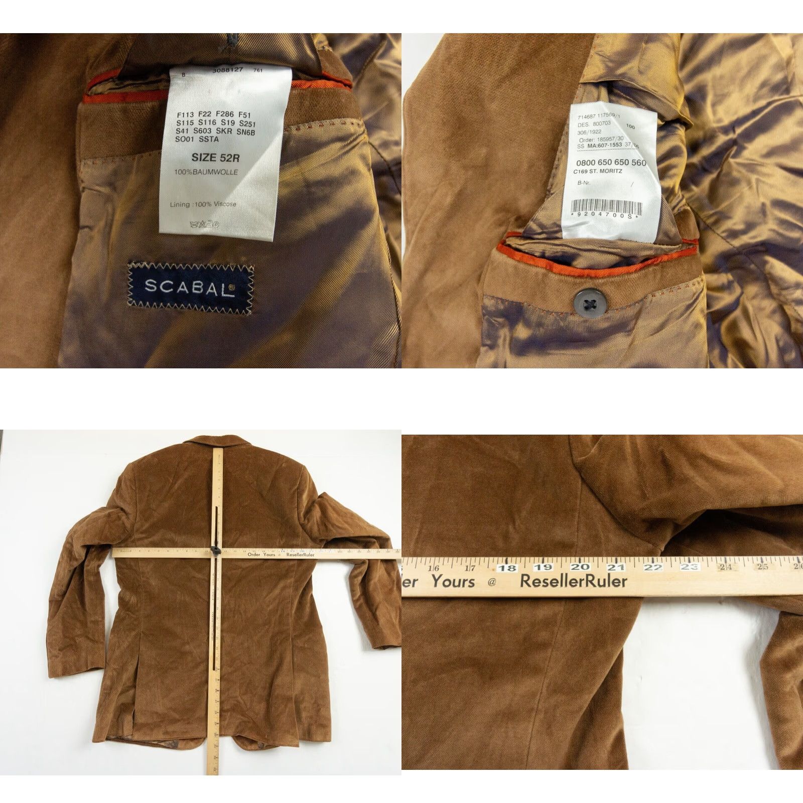 Vintage Scabal Men's Blazer Jacket 52R Brown Cotton Regular Fit Preppy Size 50R - 8 Thumbnail