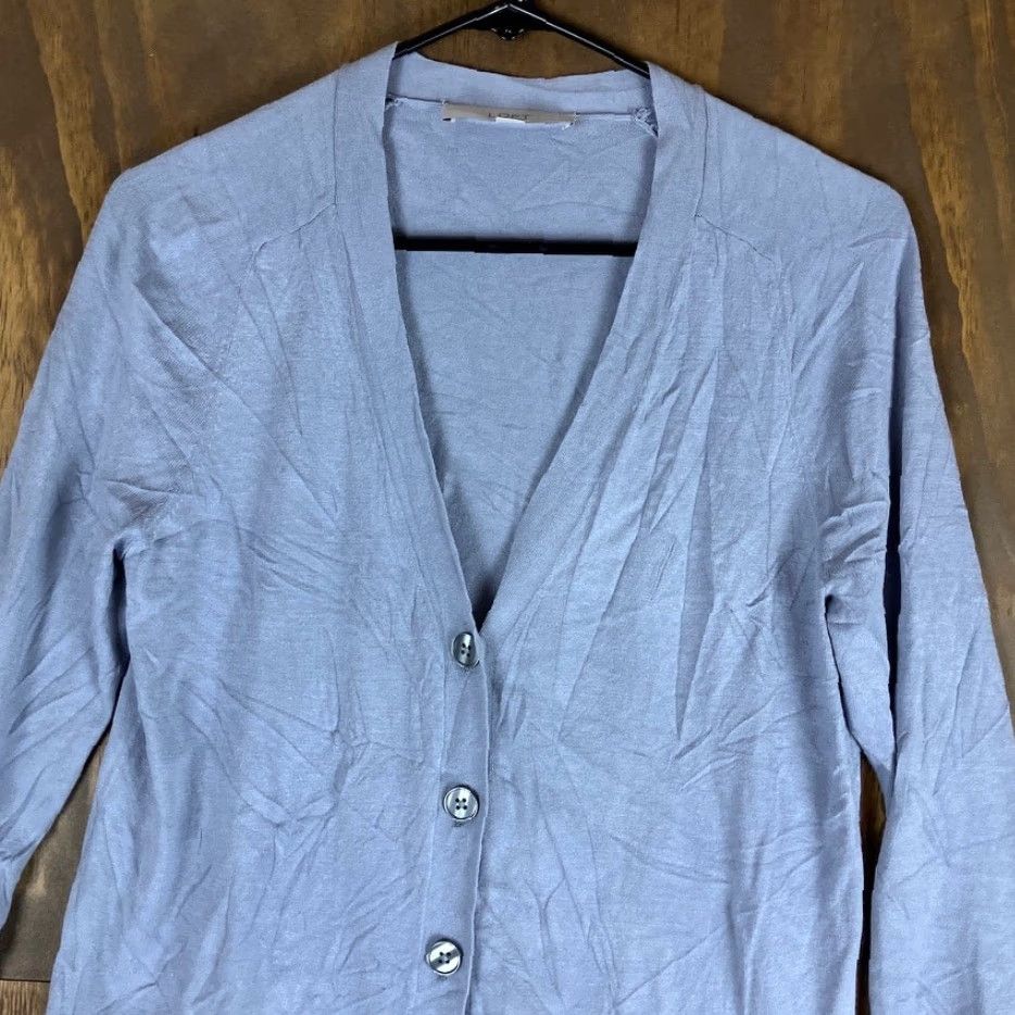 Loft VINTAGE LOFT Cardigan Gray V-Neck Button Down Long Sleeve Stretch Medium Womens Sweater Cardigan Knit Solid 3/4? Size M / US 6-8 / IT 42-44 - 2 Thumbnail