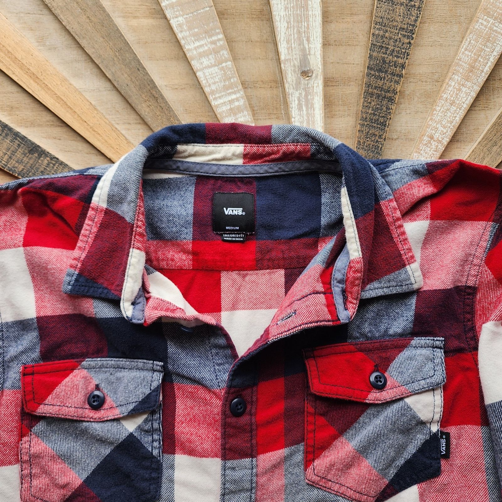 Vans Vans Men's M Red Black Buffalo Plaid Shirt Size US M / EU 48-50 / 2 - 1 Thumbnail