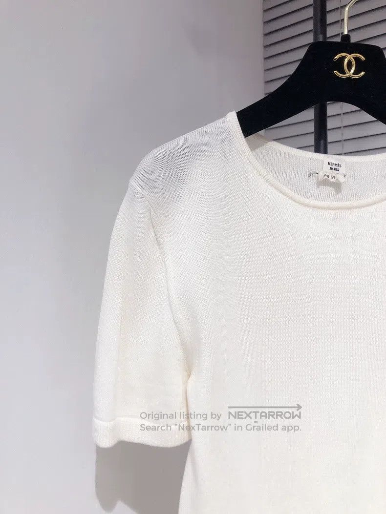 Hermes Hermes White knitted short-sleeve top Size XS / US 0-2 / IT 36-38 - 3 Thumbnail