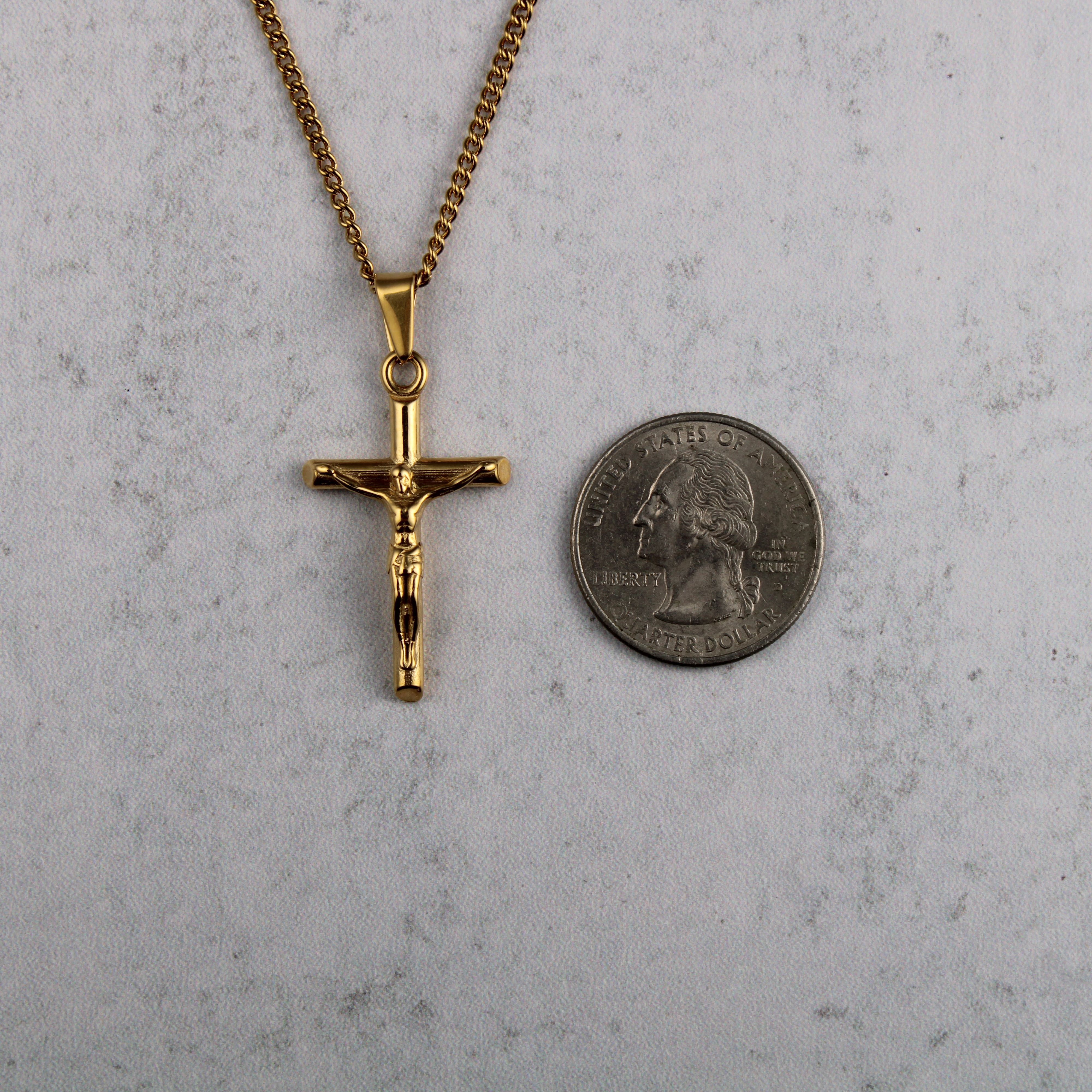 Jewelry Gold Crucifix Cross Pendant Chain Necklace Size ONE SIZE - 5 Thumbnail