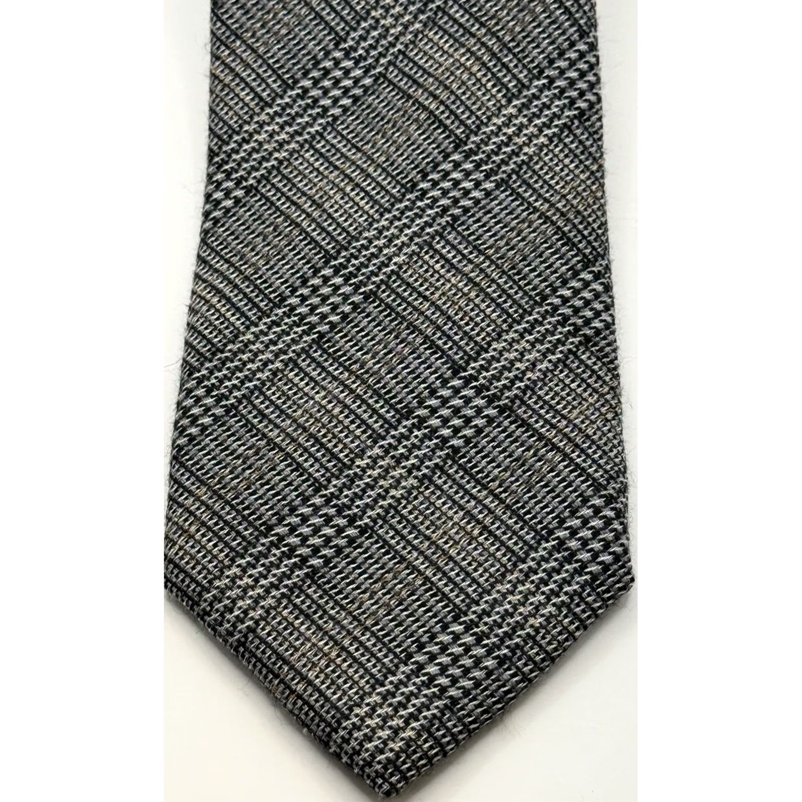 Ermenegildo Zegna VINTAGE ERMENEGILDO ZEGNA Silk Wool Tie Plaid Houndstooth Made In Italy EUC Size ONE SIZE - 2 Thumbnail