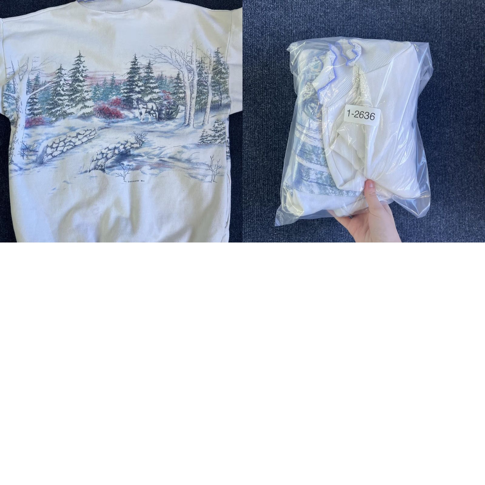 Vintage VINTAGE Art Unlimited Sweatshirt Womens Medium White Winter Scene Horse 90s Size M / US 6-8 / IT 42-44 - 8 Thumbnail