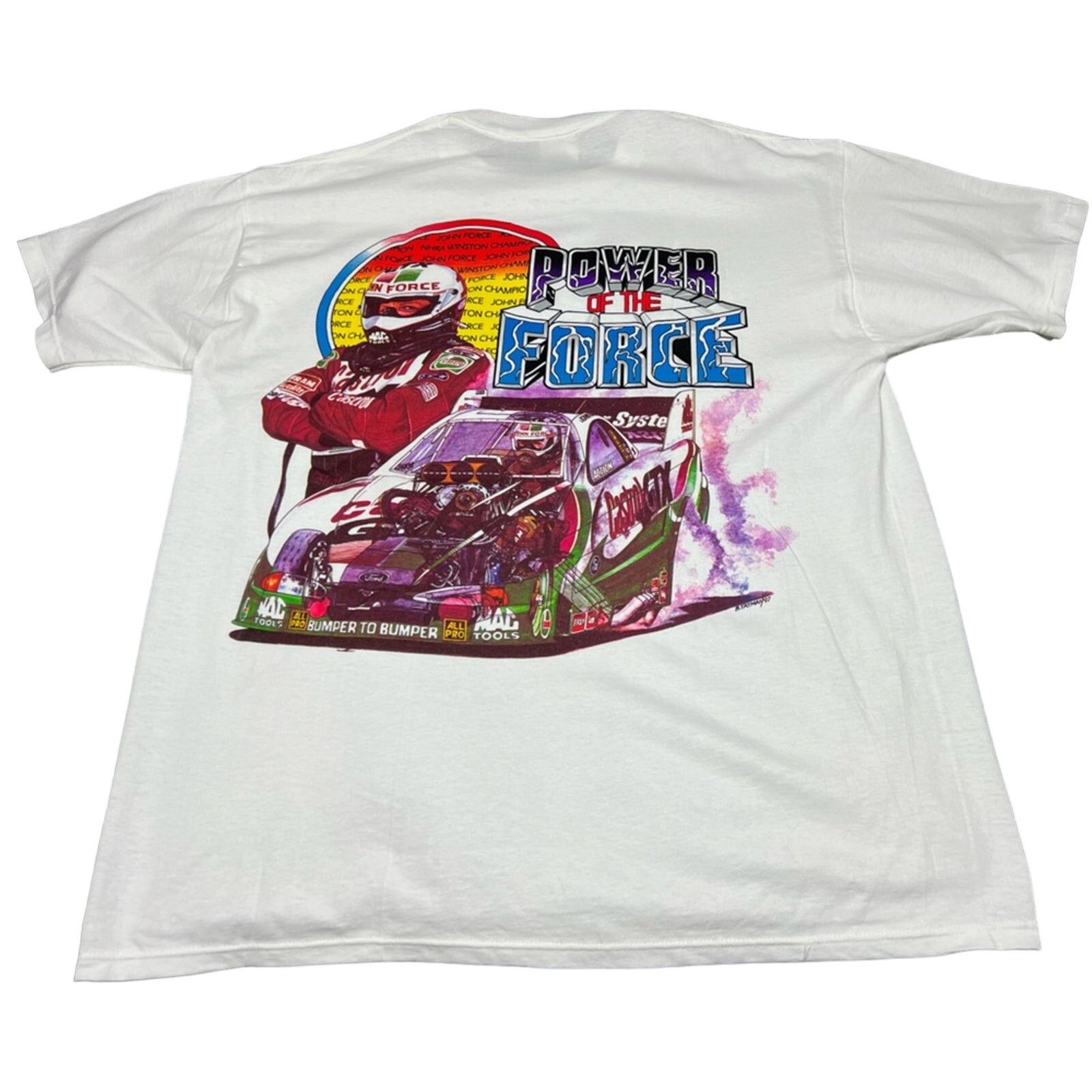 Jerzees Vintage JOHN FORCE 1997 NHRA RACING Made in USA Shirt NEW Size US XL / EU 56 / 4 - 1 Thumbnail