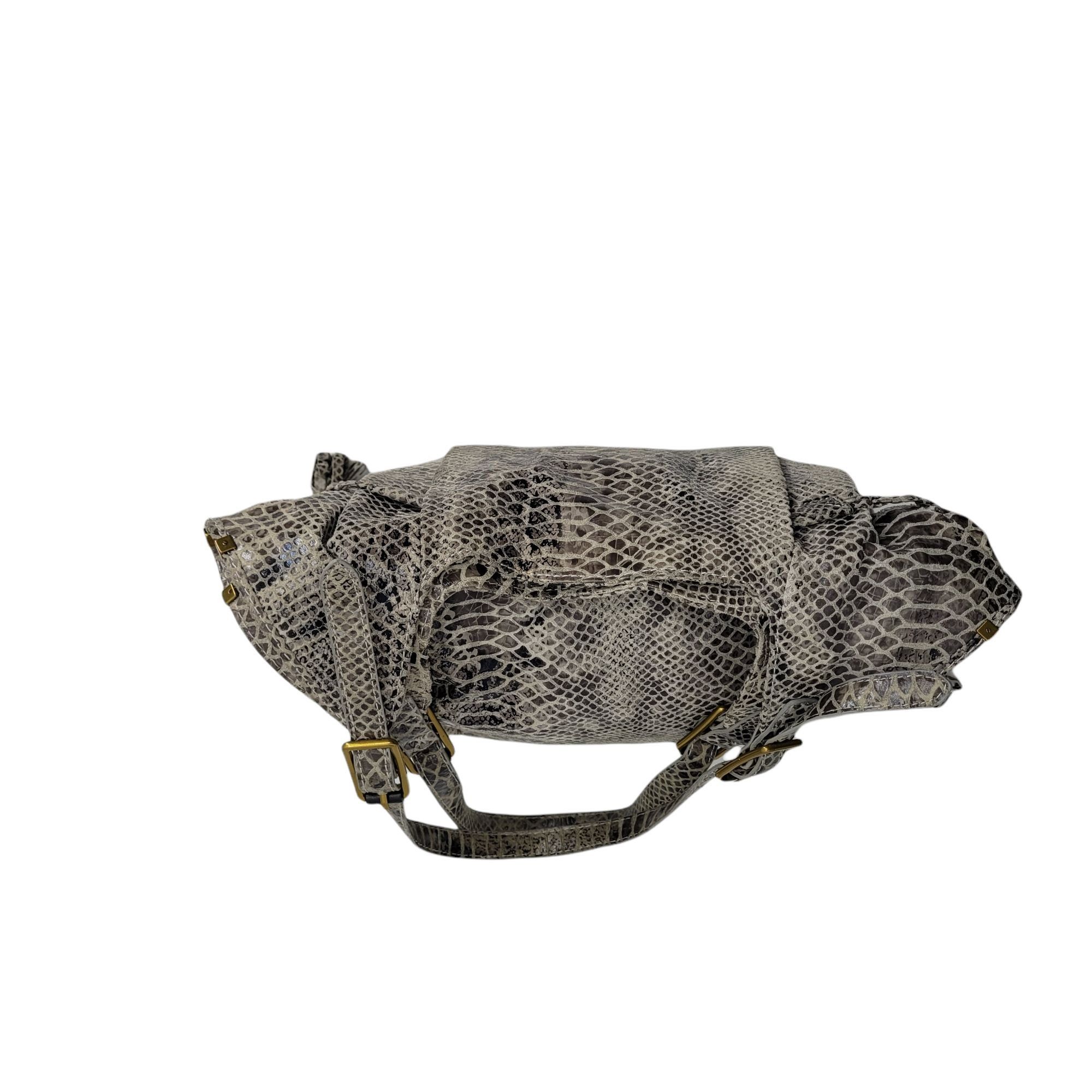 Other Elliott Lucca Leather Gray Cream Snakeskin Hobo Shoulder Bag Size ONE SIZE - 10 Thumbnail