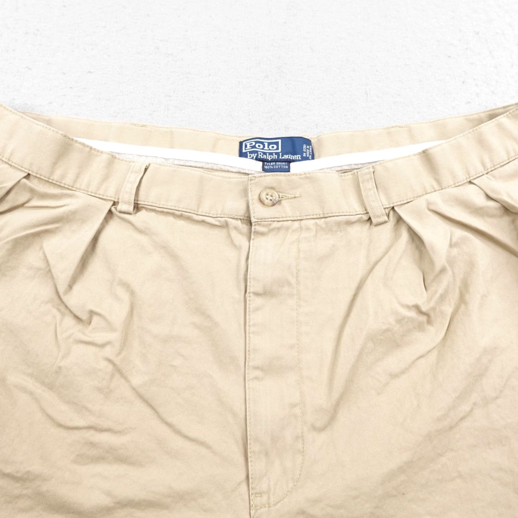 Polo Ralph Lauren VINTAGE Polo Ralph Lauren Shorts Mens 40 Chino Pleated Pony Logo Khaki Tan 9in Inseam 38W Beige Regular Mens Size US L / EU 52-54 / 3 - 2 Thumbnail
