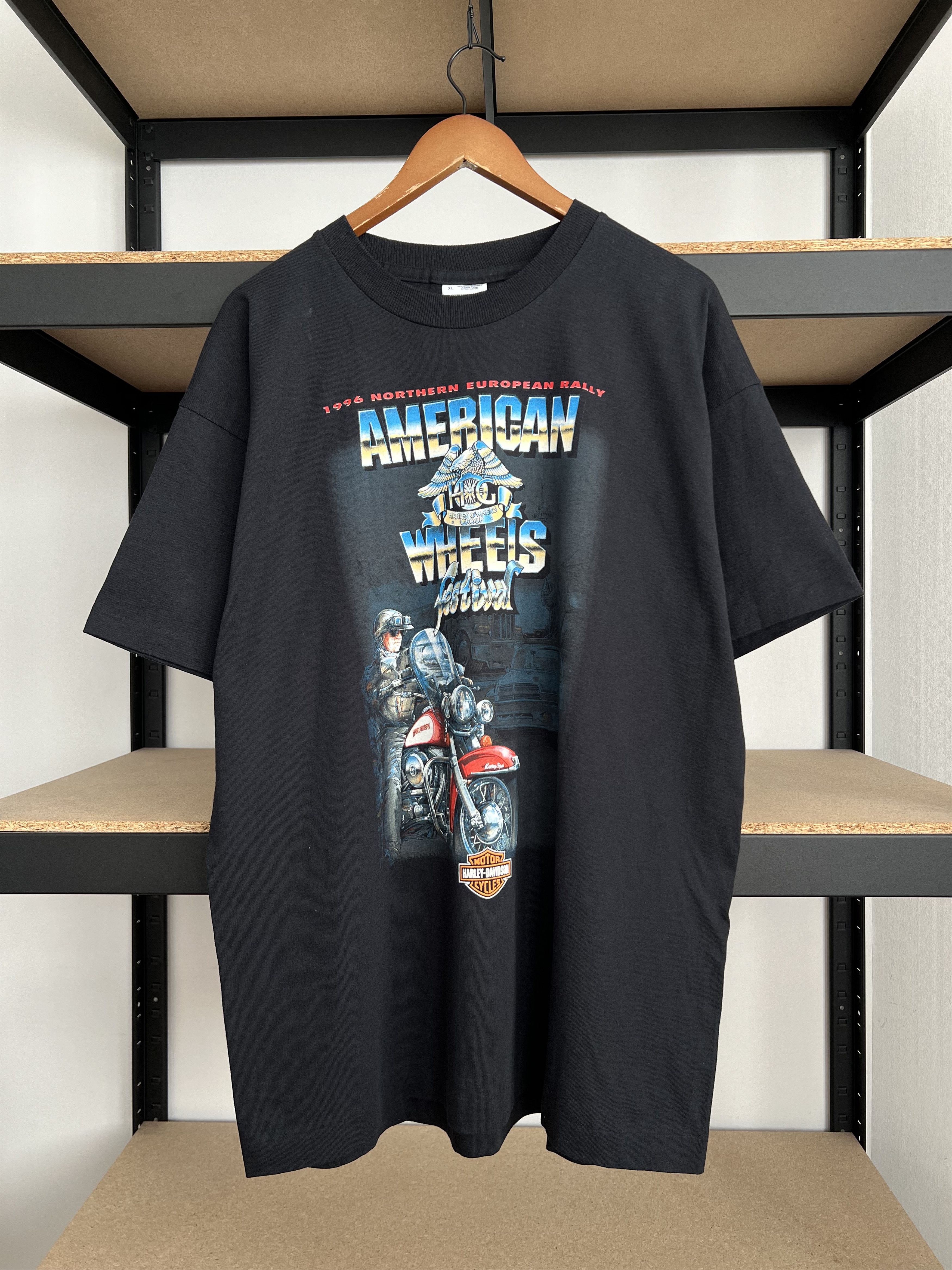 Harley Davidson Vintage 1996 Harley Davidson American Wheels Eagle T-shirt Size US XL / EU 56 / 4 - 3 Thumbnail