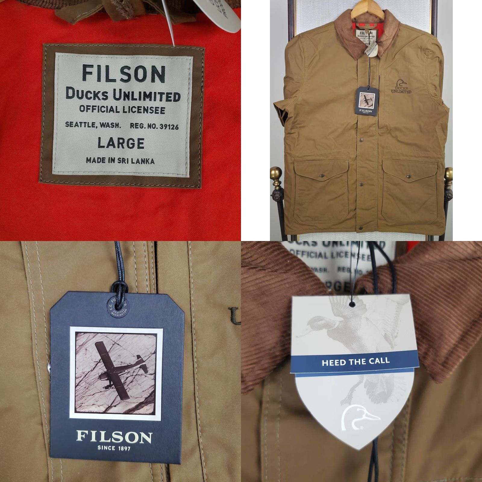 Filson Filson x Ducks Unlimited Cover Cloth Mile Marker Coat Jacket Mens Large Oilskin Waxed 100% Cotton Beige Beiges/Khaki Vintage? Size US L / EU 52-54 / 3 - 9 Thumbnail