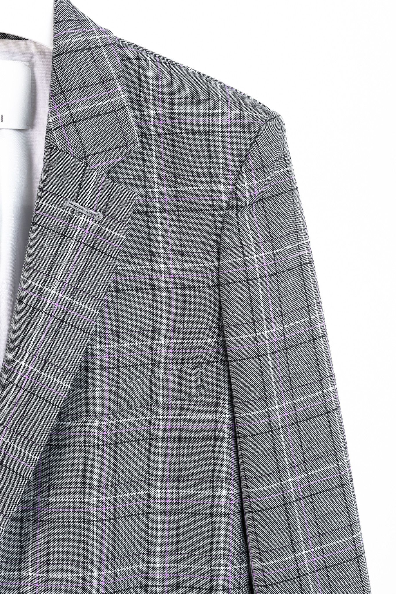 Tibi Tibi James Grey Black Purple Tartan Suiting Blazer Size M / US 6-8 / IT 42-44 - 5 Thumbnail