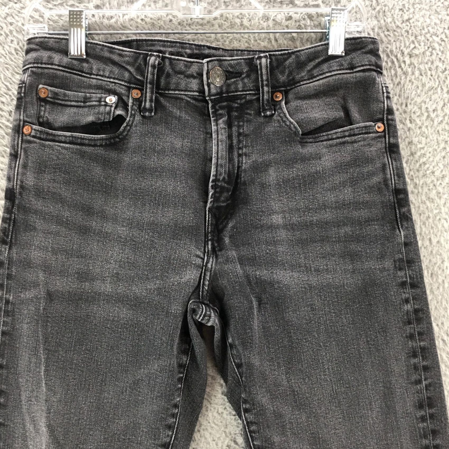 American Eagle Outfitters American Eagle Outfitters Tapered Jeans Mens 29x32 Grey Denim Zip 5-Pocket Regular Slim Shoes Zip Size US 29 - 2 Thumbnail