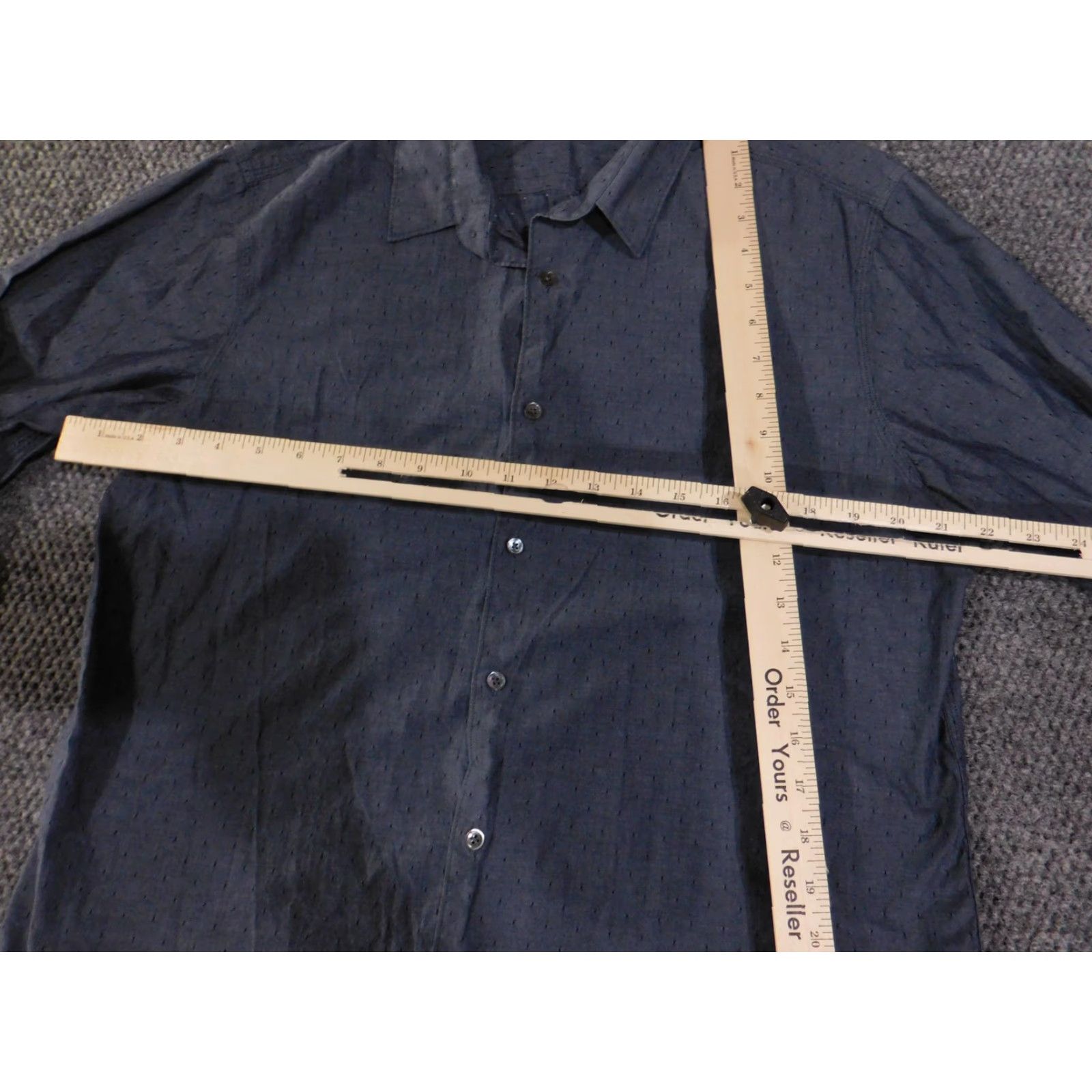 Theory VINTAGE Theory Shirt Mens XL Gray Dobby Dot Button Up Long Sleeve 100% Cotton Casual Size US XL / EU 56 / 4 - 6 Thumbnail