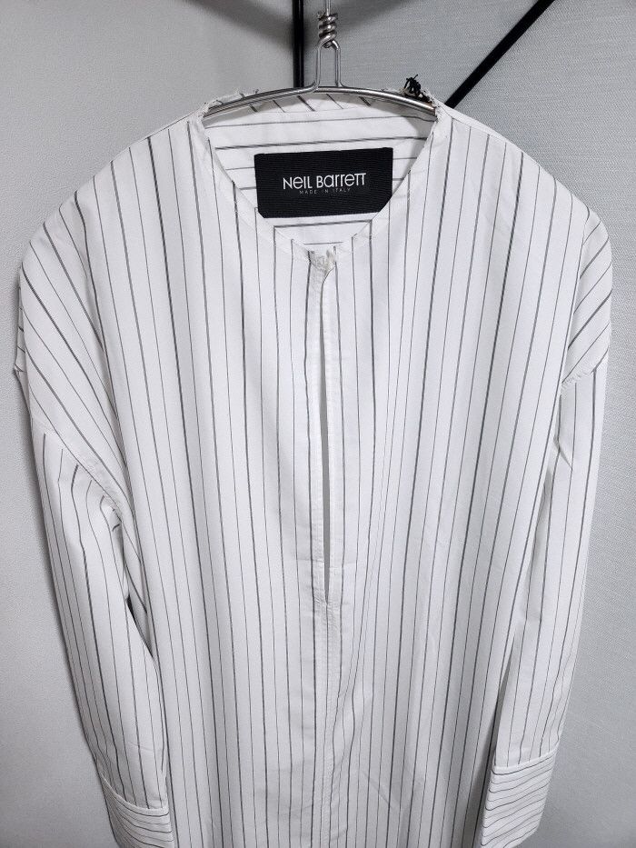 Neil Barrett NEIL BARRETT STRIPED MEN'S LOOSE FIT ASYMMETRIC DRESS Size S / US 4 / IT 40 - 2 Thumbnail
