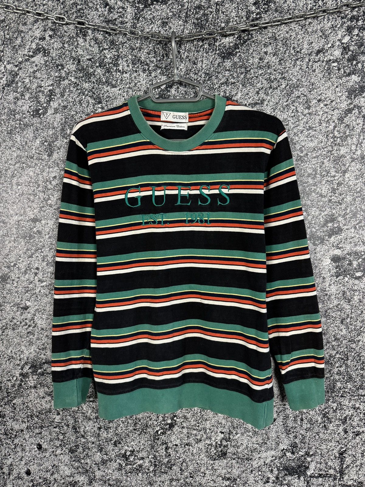 Guess Vintage Guess Striped Light Sweatshirt Premium Cotton Size US S / EU 44-46 / 1 - 1 Thumbnail