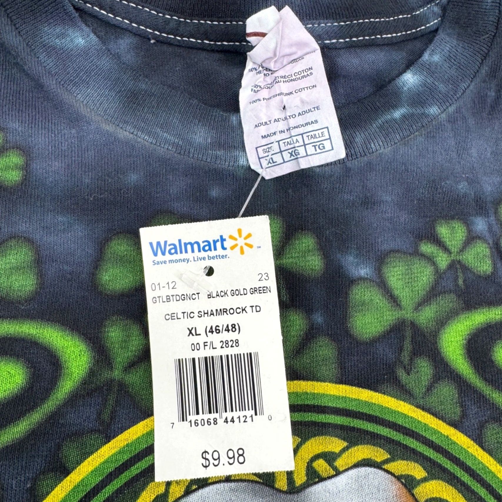 Liquid Blue VINTAGE? (no) Celtic Shamrock Tie Dye Shirt Mens XL Black Gold Green 2011 Liquid Blue NWT Size US XL / EU 56 / 4 - 6 Thumbnail