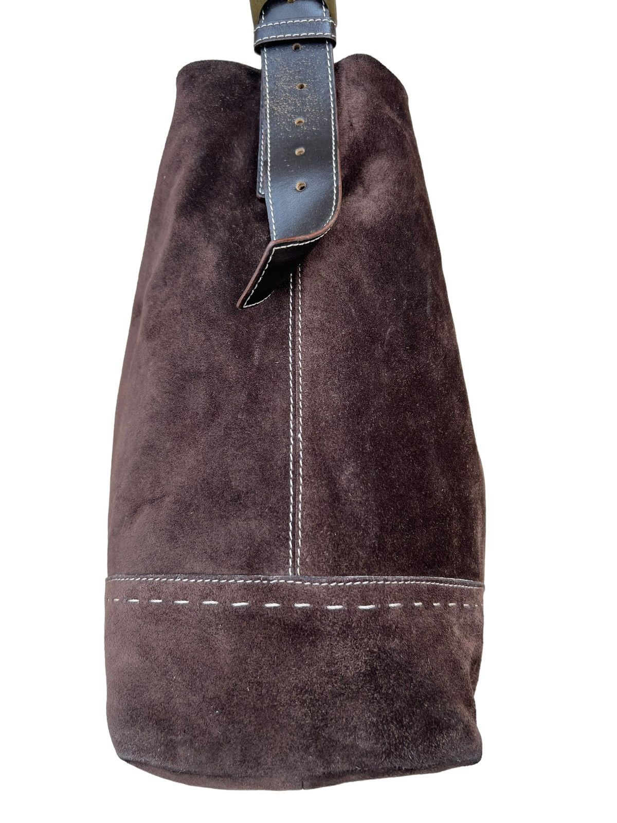 Leather × Vintage Vintage MaxMara Brown Suede Leather Large Shoulder Bag Size ONE SIZE - 9 Thumbnail