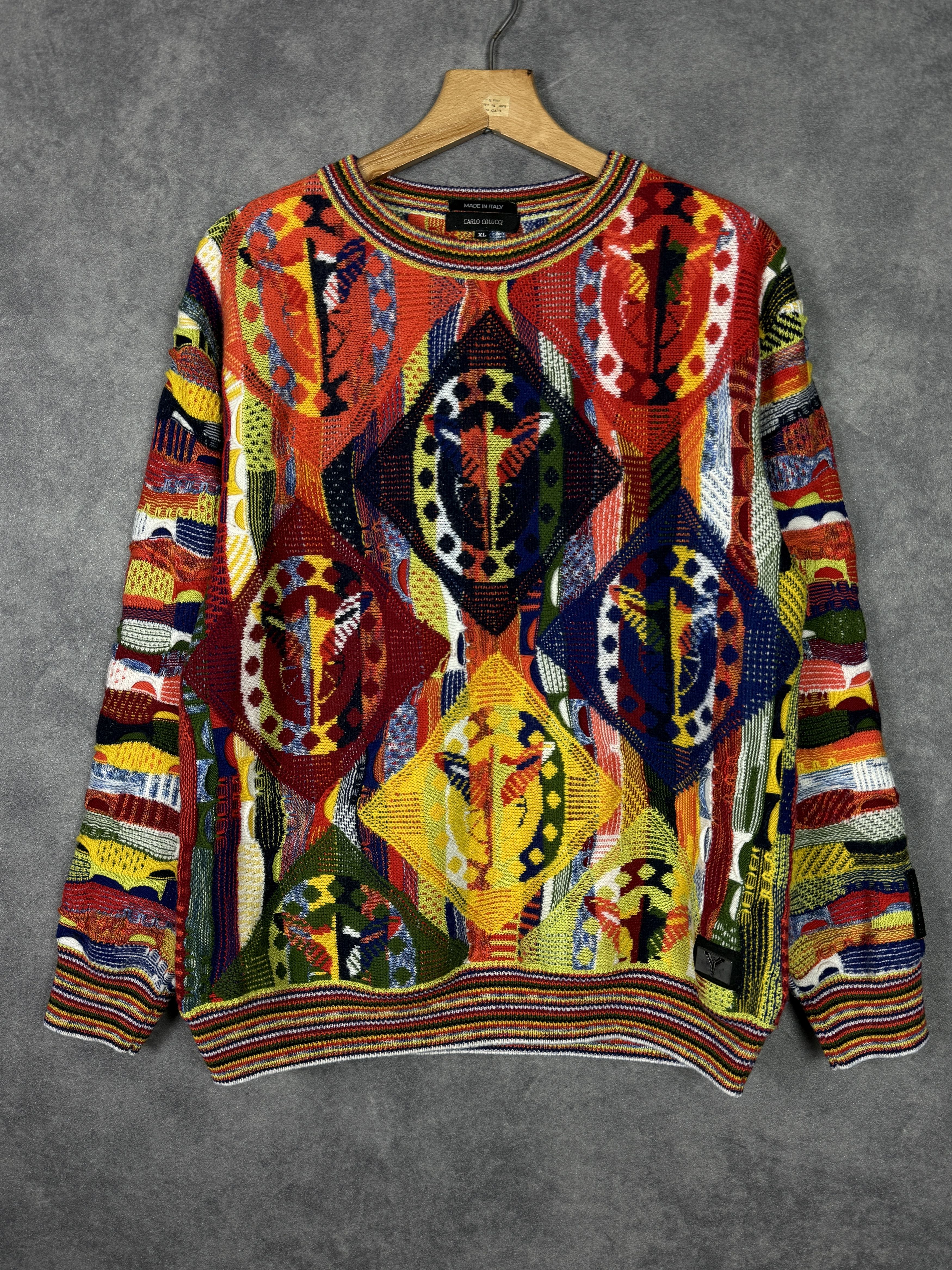 Carlo Colucci Carlo Colucci sweater made in Italy colorful virgin wool Size US XL / EU 56 / 4 - 1 Thumbnail