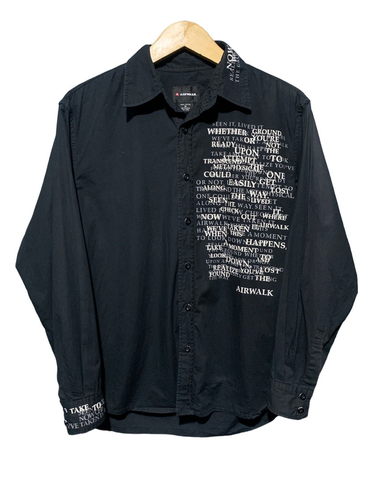 Vintage Airwalk poem rock gothic button shirt yohji style