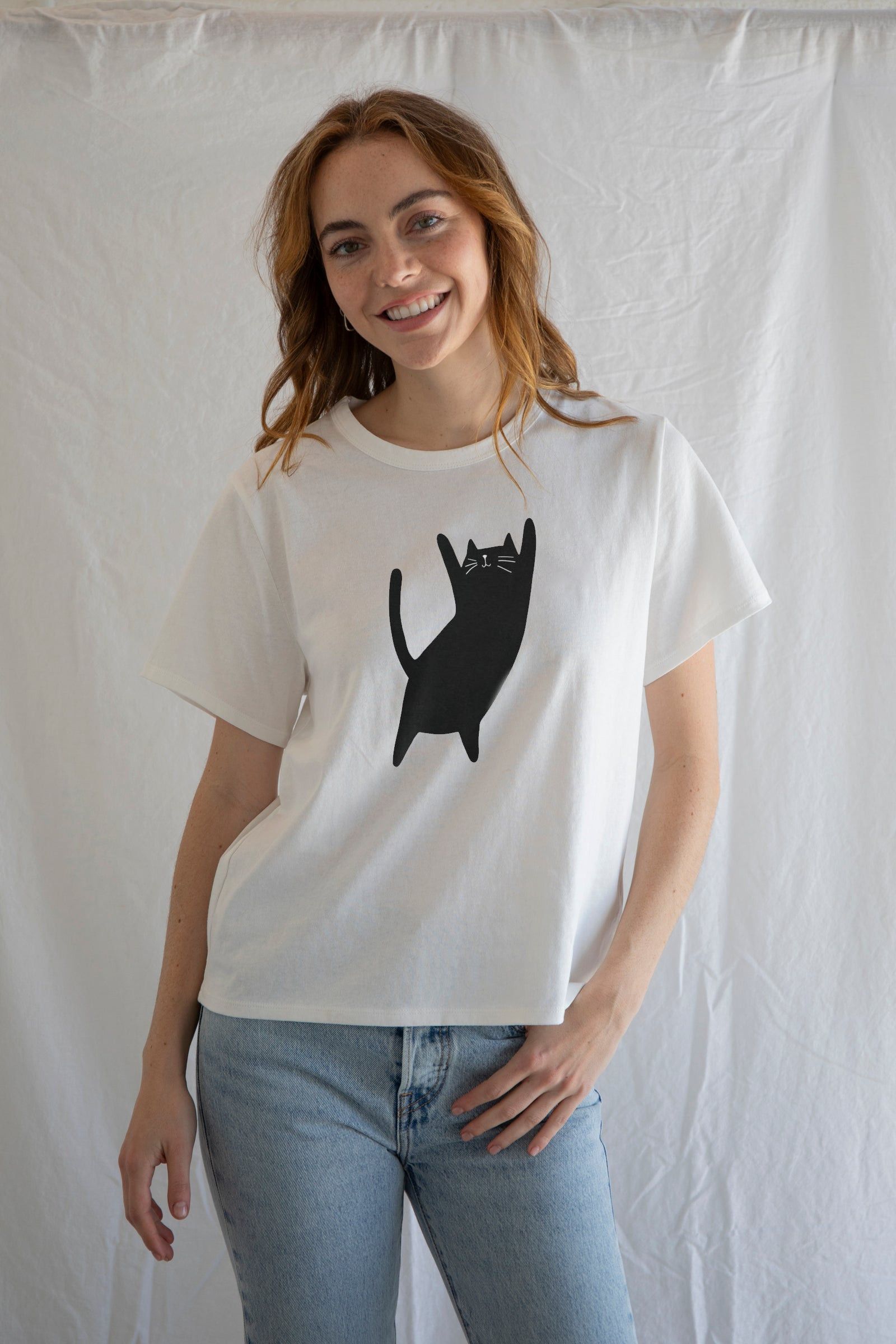 Designer × Vintage Big Stretch in Black Tee | Minimal Graphic T-Shirt Size M / US 6-8 / IT 42-44 - 1 Thumbnail