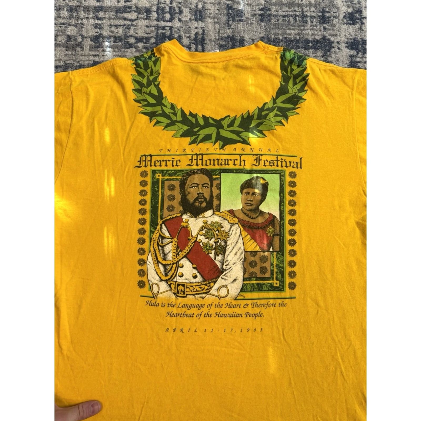 Jerzees VINTAGE 1990s Thirteenth Annual Merrie Monarch Festival T Shirt XL Hawaiian JERZEES Mens Short Sleeve Crew Neck Graphic Print 90s Size US XL / EU 56 / 4 - 2 Thumbnail