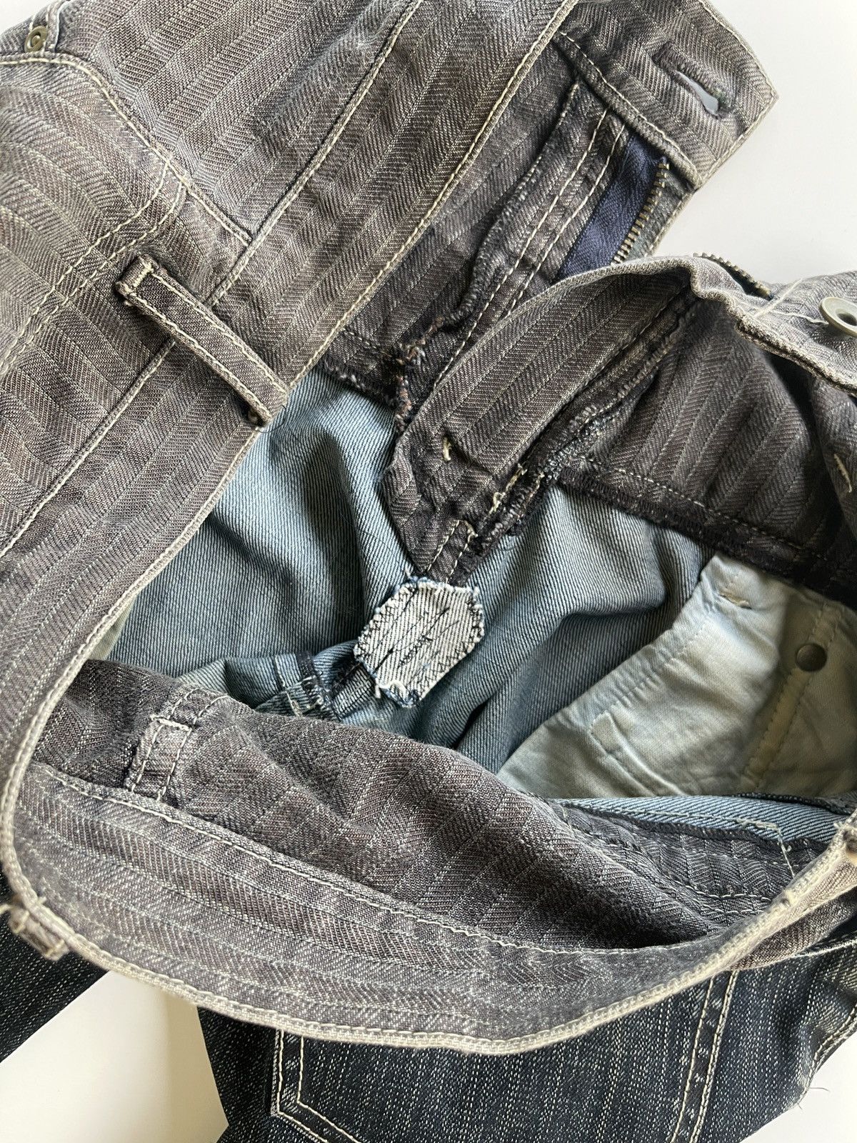 Japanese Brand Crazy Asymmetrical Double Waist Denim Size US 31 - 8 Thumbnail